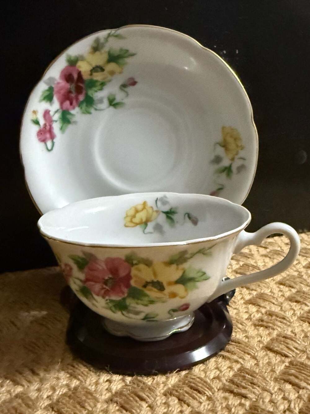 VTG Occupied Japan Porcelain Floral Teacup and Saucer Set